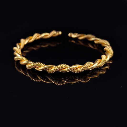 Twisted Gold Open Cuff Bracelet ? Elegant Rope Design Bangle for Women BSW04-GLD