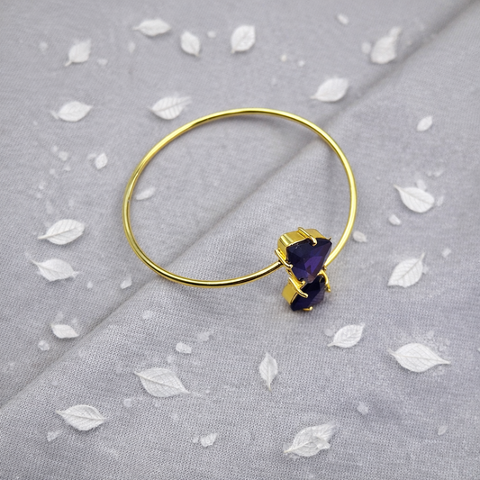 Elegant Gold Open Cuff Bracelet with Dual Heart Shape Design for Women BSW05-GLD