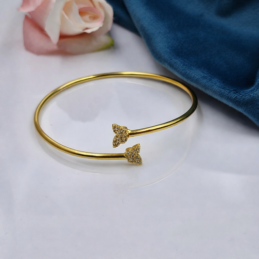 Minimal Gold Open Cuff Bracelet with Dual Butterfly Design Bangle for Women BSW10-GLD