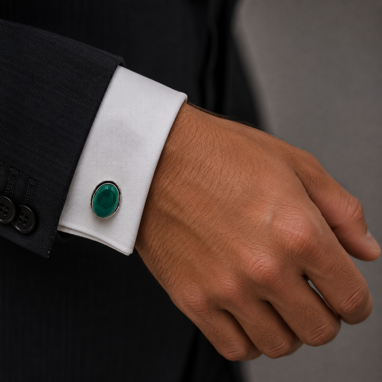 Classic Oval Silver Plated Cufflinks for Men Formal Shirt Accessory CL-PARENT-SLV03