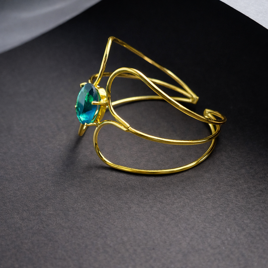 Elegant Gold Open Cuff Bracelet with Abstract Butterfly Design Bangle CUF03-GLD