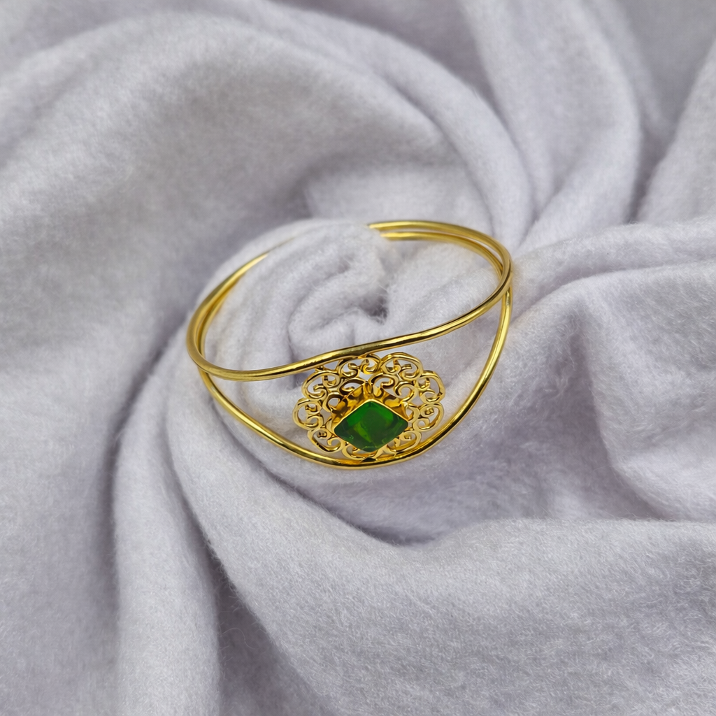 Elegant Gold Filigree Cuff Bracelet | Designer Open Adjustable Bangle CUF12-GLD