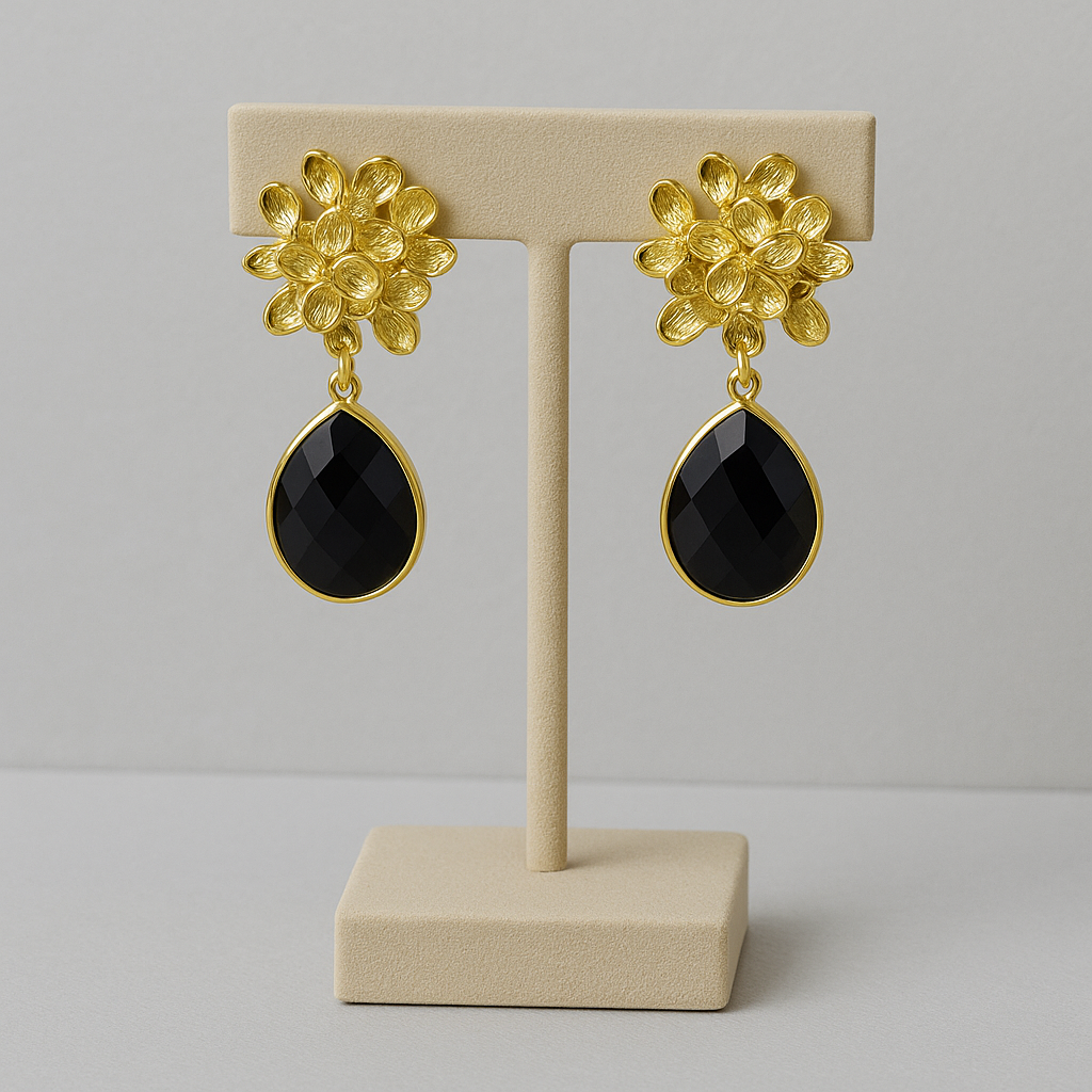 Crimson Petal Floral Drop Earrings