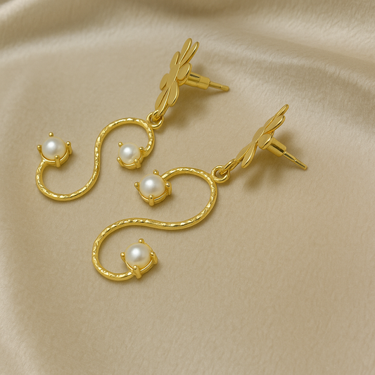 Golden Daisy S Curve Gold Plated Earring