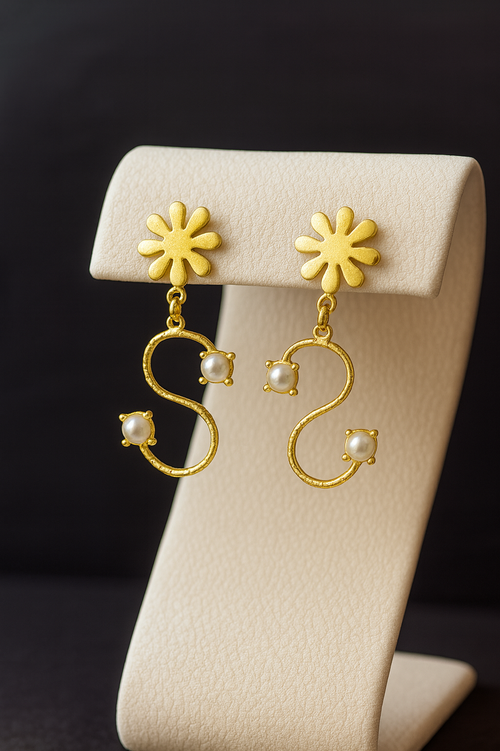 Golden Daisy S Curve Gold Plated Earring