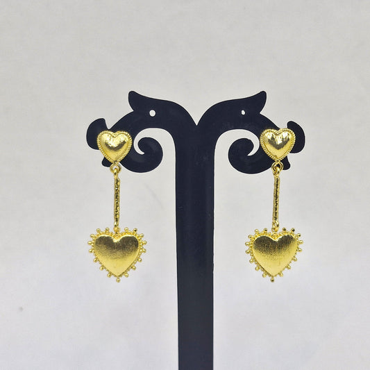 Simple Heart Gold Dangle Earrings Jewelry