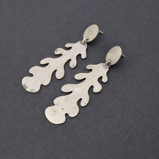 Desert Plant Cactus Inspired Antique Silver Plated Earrings Elegant