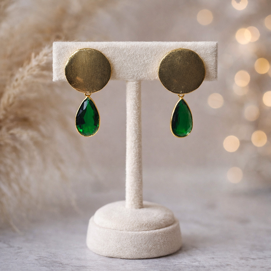 Big Round Disc Earrings Gold Plated Drop Jewelry