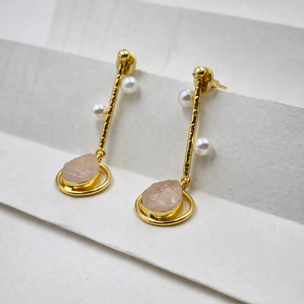 Bar Earrings Dainty Gemstone and Classic Pearl Jewelry