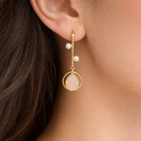 Bar Earrings Dainty Gemstone and Classic Pearl Jewelry