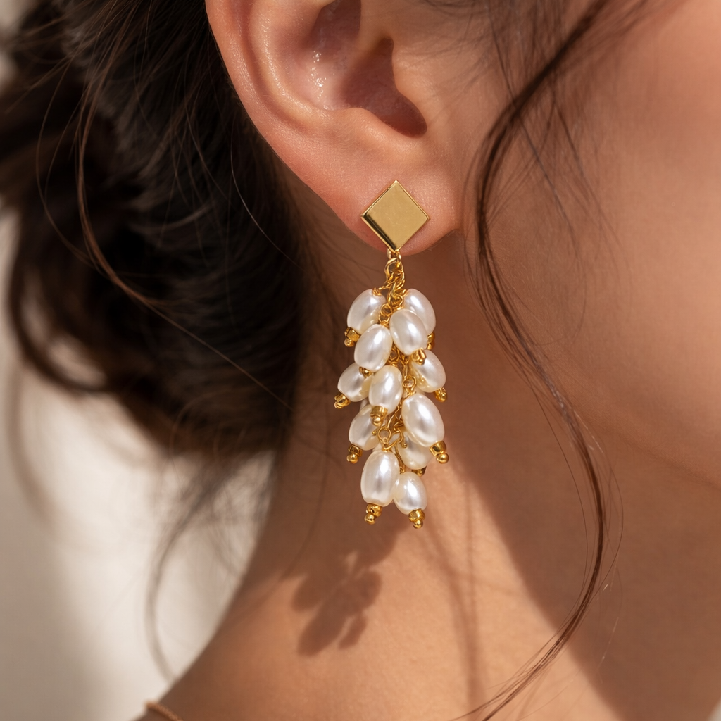 Pearl Bunch Earrings Elegant Jewelry