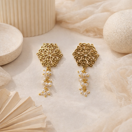 Plain Gold Mandala Stud Earrings Dainty Everyday Love Jewelry