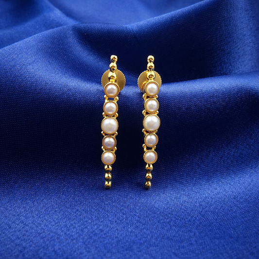 Gold Pearl Bar Drop Earrings for Women Minimalist Jewelry DR37-GLD