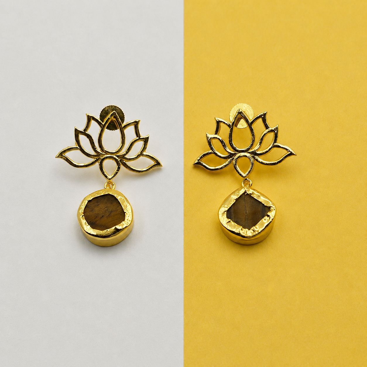 Gold Plated Lotus Drop Earrings for Women Festive Jewelry DR39-GLD