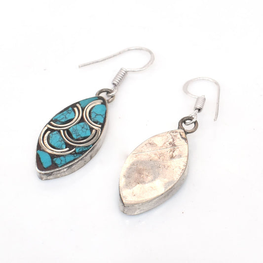 Marquise Tibetan Silver Earrings New Year Gift Idea Dangle Earring 1.5" EAR-10032