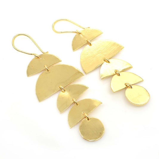 Gold Plated Half Moon Earrings Lightweight Celestial Jewelry Minimalist 2" EAR-6386
