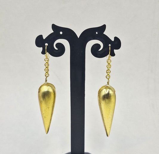 Minimalist Plain Gold 3D Drop Earrings Elegant Dainty Gold Dangle Earrings EAR08-GLD