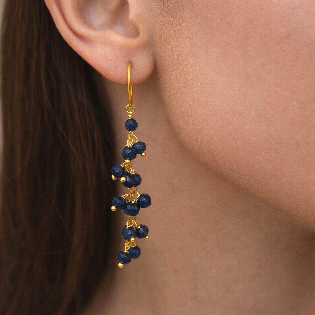 Elegant Minimal Gemstone Beaded Earrings EAR11-GLD
