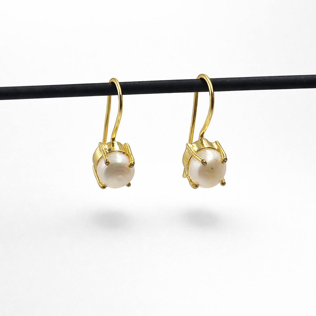 Minimal Gold Pearl Hoop Earrings for Women Elegant Jewelry EAR15-GLD
