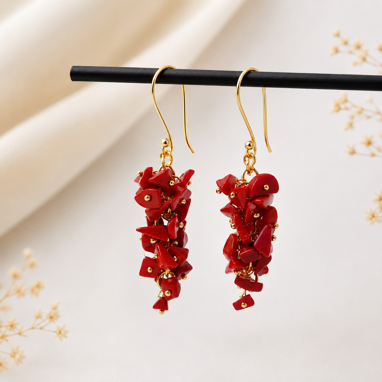 Boho Cluster Drop Earrings for Women Statement Fashion Jewelry EAR16-GLD