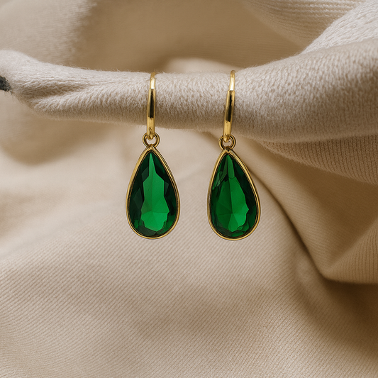 Green Long Tear Drop Earring