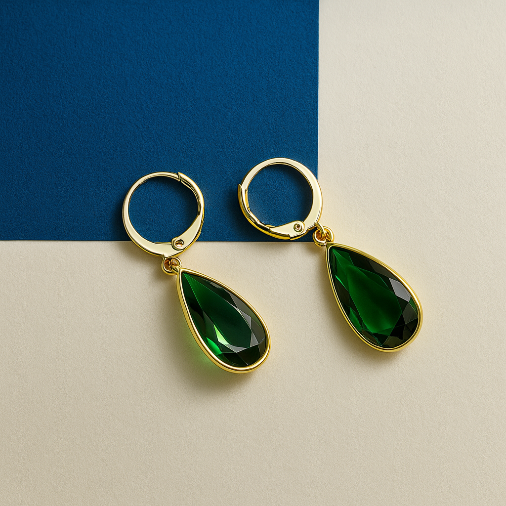 Green Long Tear Drop Earring