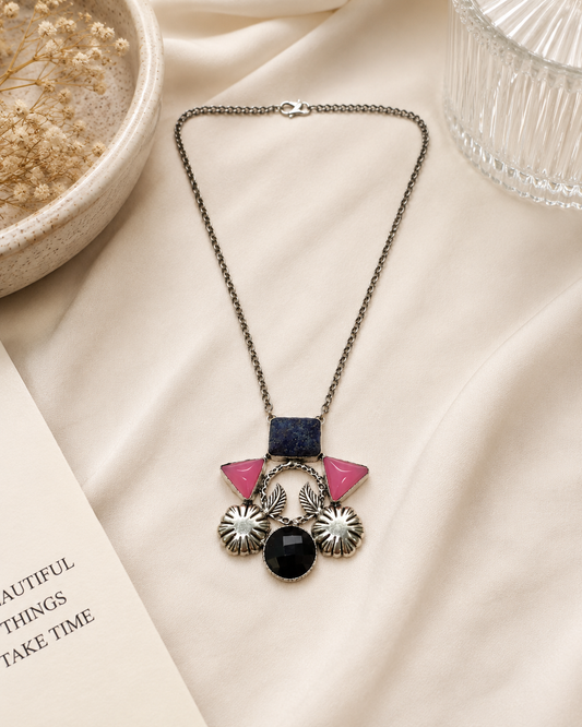 Handmade Silver Plated Geometric Fashion Statement Necklace Pendant 18 NEC-4772