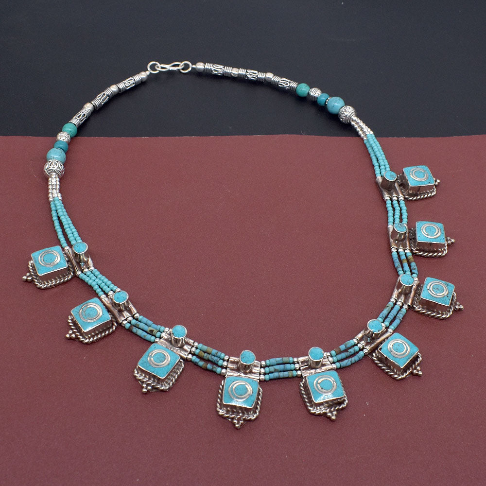 Stunning Tibetan Turquoise Vintage Necklace Women's Fashion Jewelry 18" NEC-4979