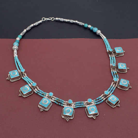 Stunning Tibetan Turquoise Vintage Necklace Women's Fashion Jewelry 18" NEC-4979