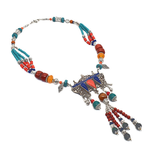 Tibetan Fashion Jewelry Lapis Lazuli Gemstone Woman Gift Necklace 18" NEC-5170
