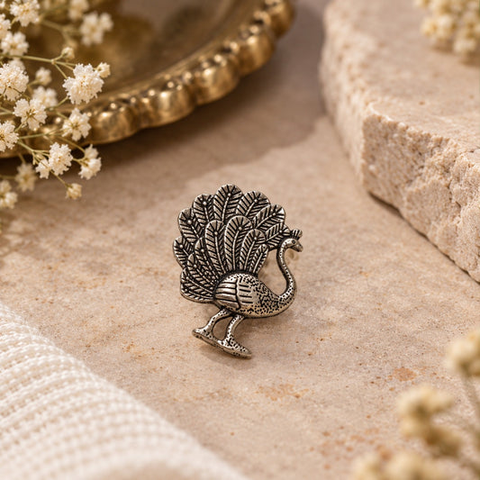 Dancing Peacock Septum Silver Plated Peacock Jewelry Nose Ring NR-02