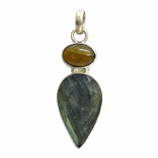 Natural Labradorite Pendant Green Gemstone Silver Jewelry PEN287-SLV-NLBD-NTE02