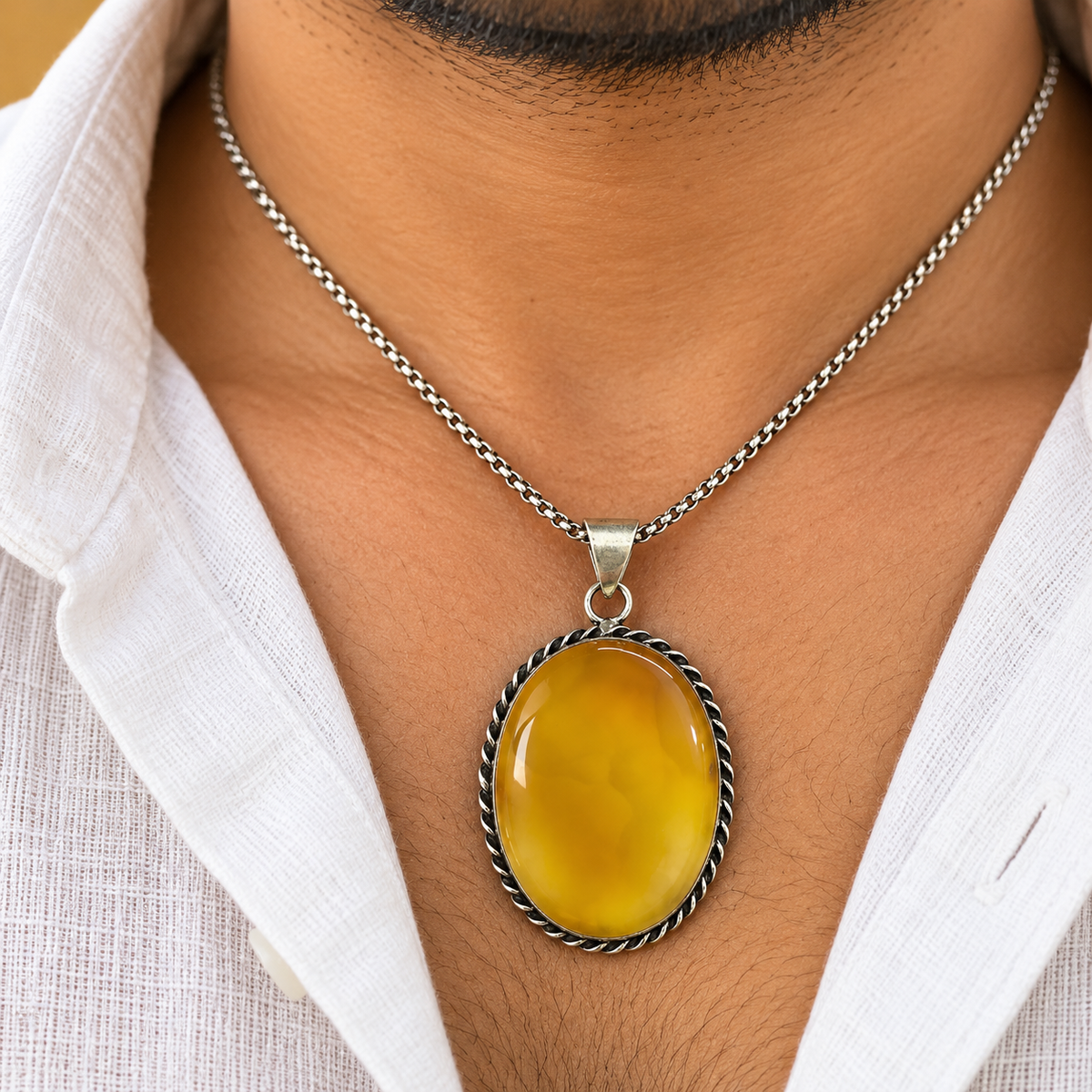 Botswana Agate Pendant Natural Stone Silver Tone Jewelry PEN582-SLV-NBWAG01