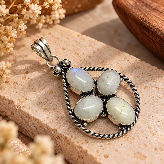 Moonstone Silver Pendant for Women Elegant Gemstone Jewelry PEN663-SLV-NMS04