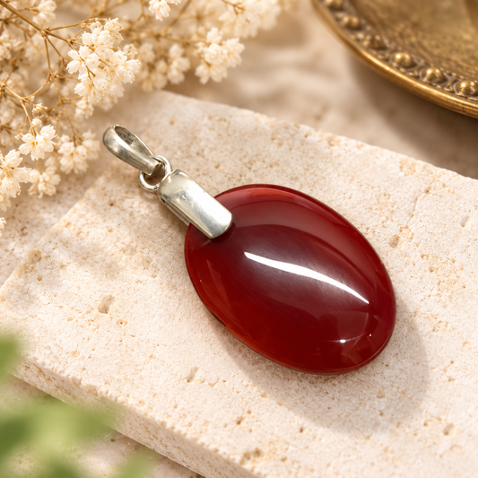 Red Agate Gemstone Pendant PEN766-SLV-NAG01