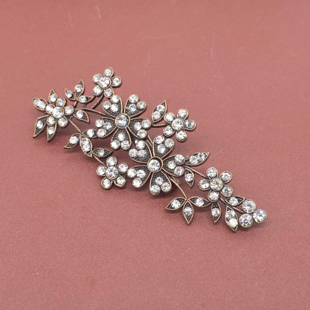 Gorgeous Floral Saree Pin Brooch Cz Stone Wedding Bouquet Jewelry PIN-102