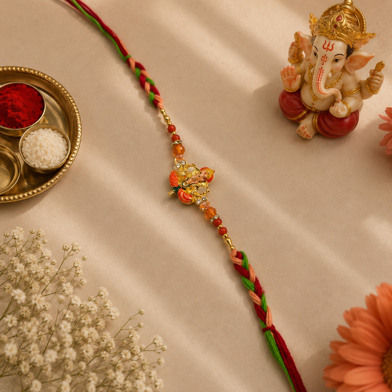 Gold Plated Bal Ganesha Designer Rakhi for Men Raksha Bandhan Gift RB-335