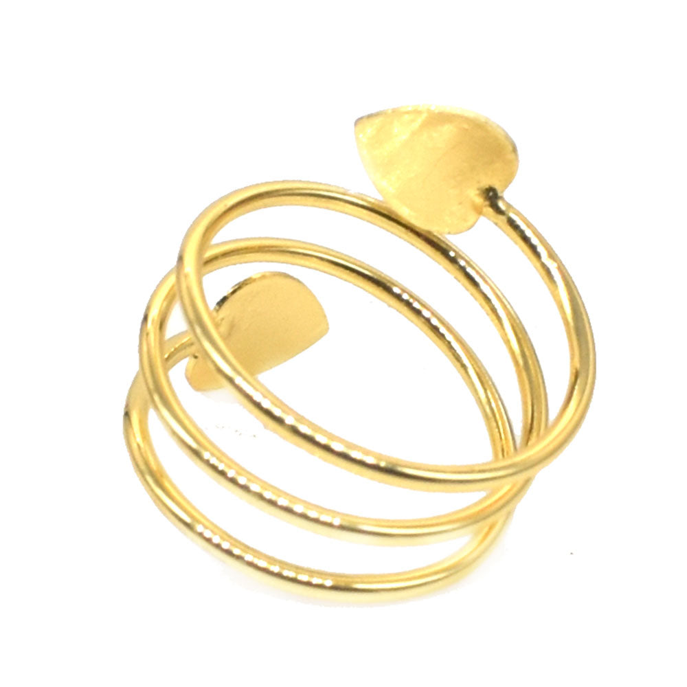 Heart Band Ring Adjustable Gold Plated Valentine Day Gift Ring RIN-6703