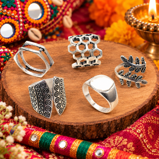 Silver Oxidized Silver Ring Wholesale Lot 5 Pcs Boho Jewelry Size 7,8&9 RIN-6878