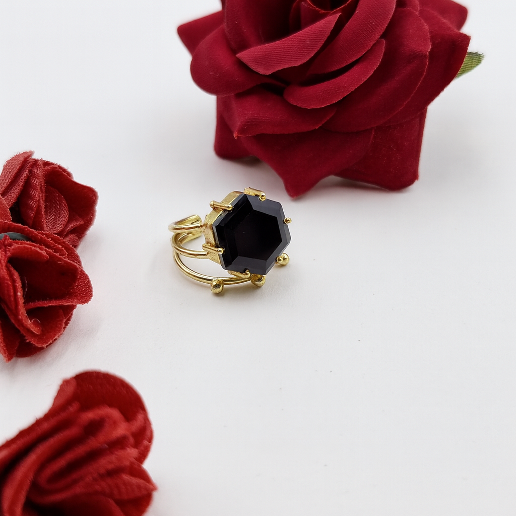Crown Hexagon Statement Ring RIN01-GLD