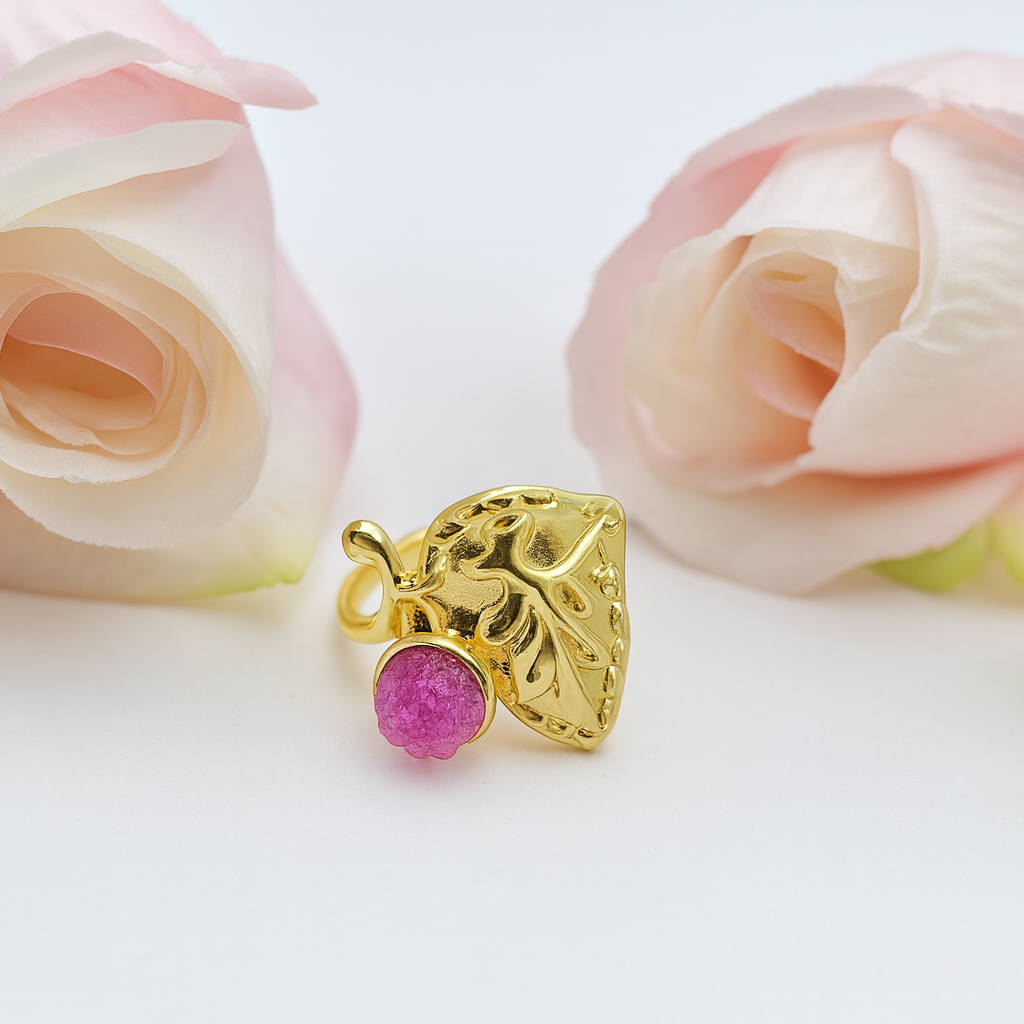 Skeleton Tree Stamp Druzy Ring RIN04-GLD