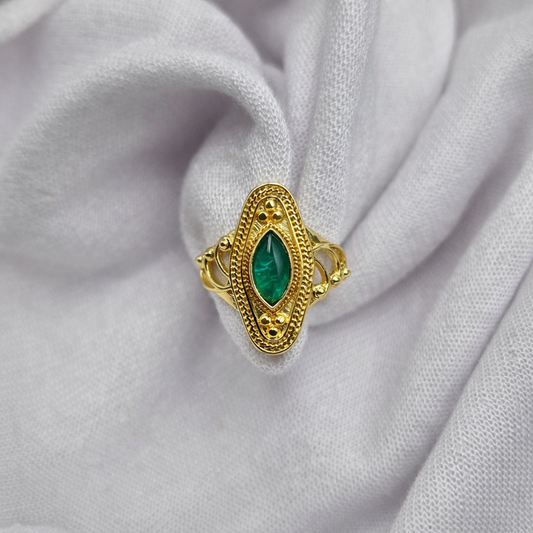 Gold Vintage Oval Design Ring Intricate Filigree Statement Ring