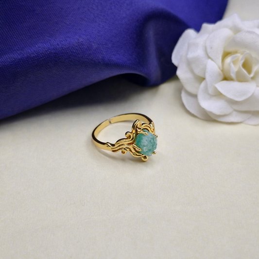 Gold Floral Vintage Design Ring Elegant Artistic Statement Ring