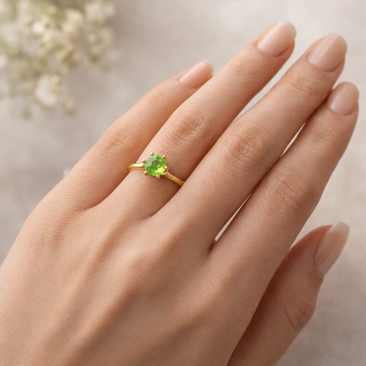 Gold Minimal Open Band Ring Classic Solitaire Style Elegant Adjustable Ring