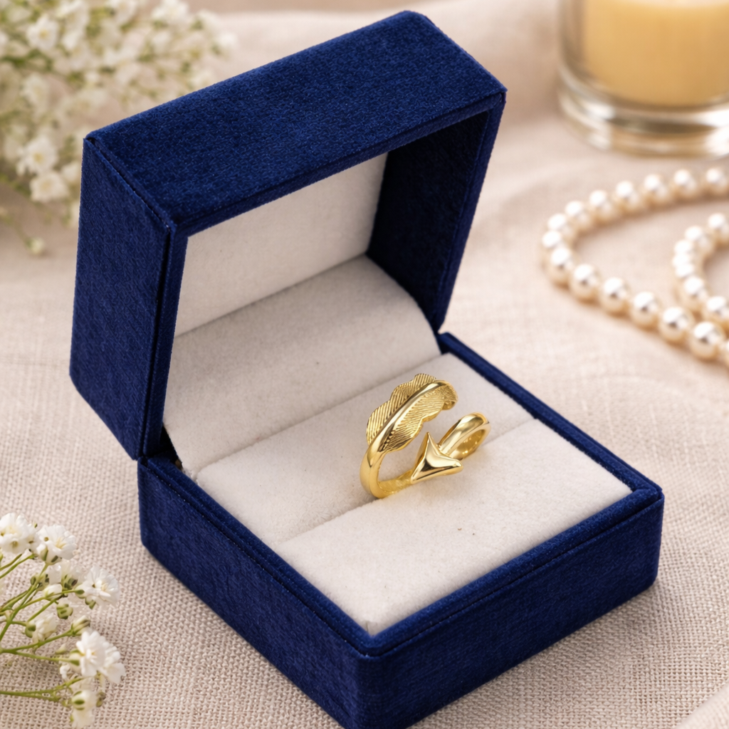 Gold Arrow Feather Ring Minimalist Open Wrap Adjustable Ring for Women RIN22-GLD
