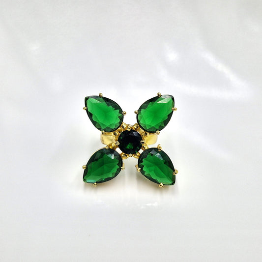 Gold Floral Statement Ring Elegant Petal Design Bold Cocktail Ring for Women RIN26-GLD