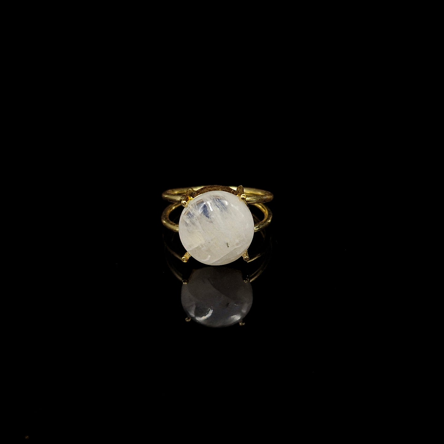 Gold Plated Adjustable Round Statement Ring for Women RIN42-GLD