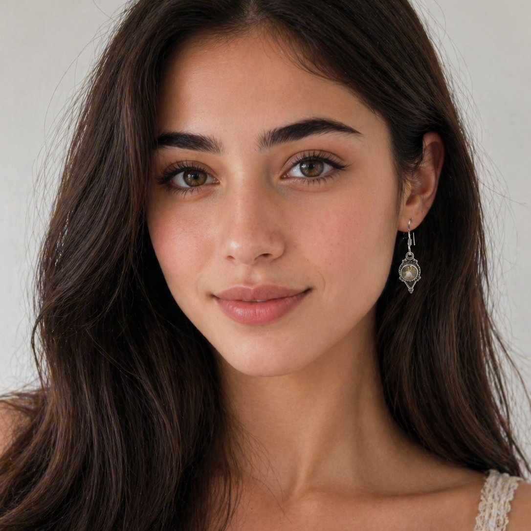 Citrine Vintage Sterling Silver Dangle Earrings for Women SEAR-605