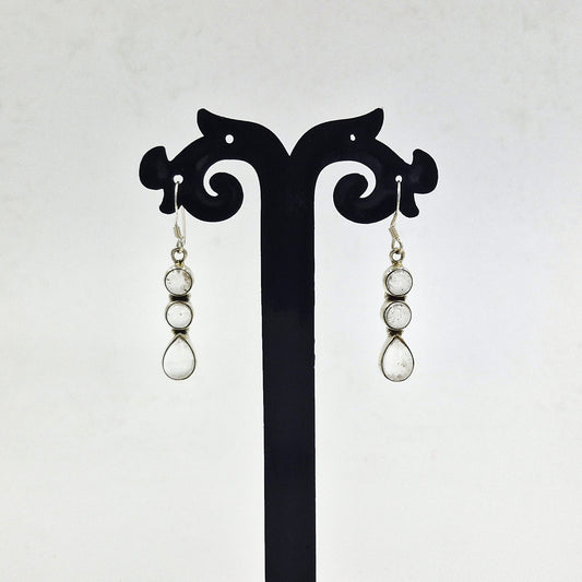 Clear Quartz Silver Drop Earrings Handmade Crystal Jewelry SEAR-616