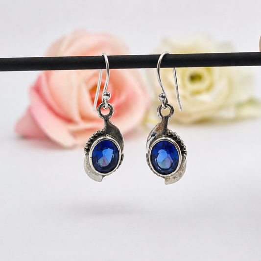 Tanzanite Oval Drop Earrings in Sterling Silver Jewelry SEAR-631